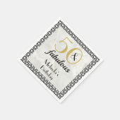 50と素晴らしい金ゴールド&ブラックマーブル誕生日ナプキンス スタンダードカクテルナプキン (角)