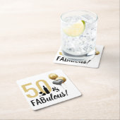 50と素晴らしい金ゴールド&ブラックモダン誕生日 スクエアペーパーコースター (インサイチュ)