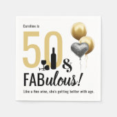 50と素晴らしい金ゴールド&ブラックモダン誕生日 スタンダードカクテルナプキン (正面)