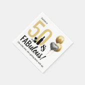 50と素晴らしい金ゴールド&ブラックモダン誕生日 スタンダードカクテルナプキン (角)