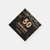 50と素晴らしい金箔バルーン&ストリングライト スタンダードカクテルナプキン (角)