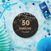 50と素晴らしい金箔バルーン&ストリングライト ペーパープレート (パーティー)