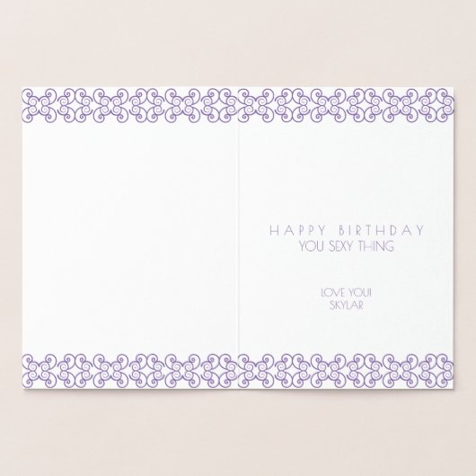 50と素晴らしい銀の誕生日ハート パーソナライズされた 箔カード (内部)