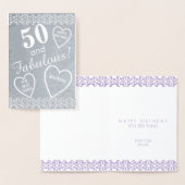 50と素晴らしい銀の誕生日ハート パーソナライズされた 箔カード (ディスプレー)