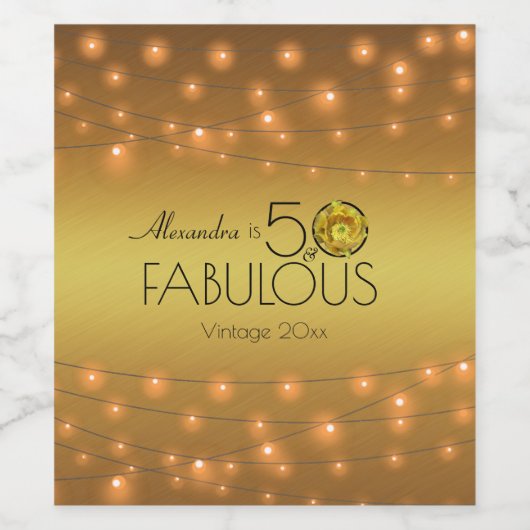 50と素晴らしい銅のライトオン金ゴールドイエローサボテン ワインラベル (シングルラベル)