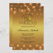 50と素晴らしい銅のライトオン金ゴールドイエローサボテン 招待状 (正面/裏面)