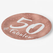 50と素晴らしい銅ハート誕生日 ペーパープレート (アングル)