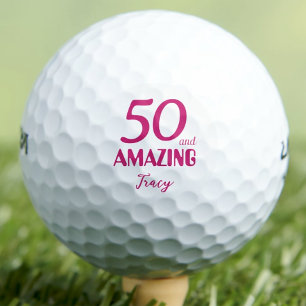 50と素晴らしい隣人の贈り物 – ピンク50誕生日 ゴルフボール