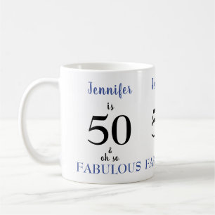50と素晴らしい青と黒の名前 コーヒーマグカップ