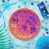 50と素晴らしい鮮やかレトロフローラ ペーパープレート (パーティー)