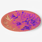 50と素晴らしい鮮やかレトロフローラ ペーパープレート (アングル)