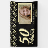 50と素晴らしい黄色のデイジー花水色の写真 横断幕 (縦)