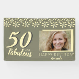 50と素晴らしい黄色のデイジー花水色の写真 横断幕