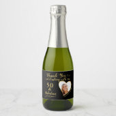 50と素晴らしい黒い誕生日パーティーはミニを好む スパークリングワインラベル (正面)