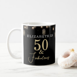 50と素晴らしい黒とストリングライト コーヒーマグカップ