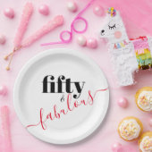 50と素晴らしい黒と赤のスクリプト ペーパープレート (パーティー)