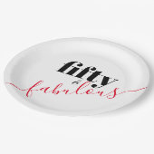 50と素晴らしい黒と赤のスクリプト ペーパープレート (アングル)