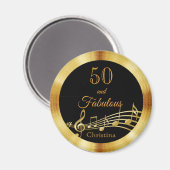 50と素晴らしい黒の金ゴールド音符の名前 マグネット (正面/裏面)