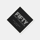 50と素晴らしい黒モダンの誕生日パーティー スタンダードカクテルナプキン (角)