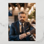 50と素晴らしい黒モダンの誕生日パーティー 箔招待状 (裏面)