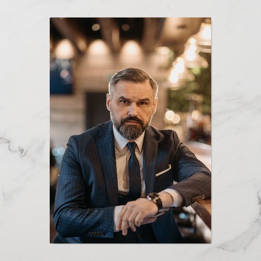 50と素晴らしい黒モダンの誕生日パーティー 箔招待状 (裏面)