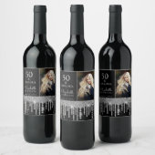 50と素晴らしい黒銀の誕生日パーティー ワインラベル (ボトル)