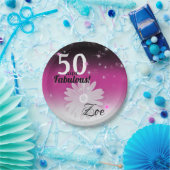 50と素晴らしい黒、ピンク、白と星 ペーパープレート (パーティー)