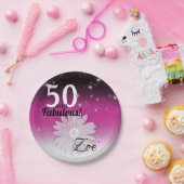 50と素晴らしい黒、ピンク、白と星 ペーパープレート (パーティー)