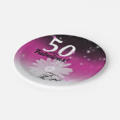 50と素晴らしい黒、ピンク、白と星 ペーパープレート (アングル)