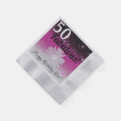 50と素晴らしい黒、ピンク、白と星 縁ありカクテルナプキン (角)