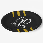 50と素晴らしい3金ゴールドストライプオンBLACK ペーパープレート (アングル)