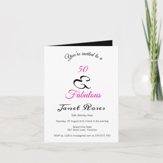 50と素晴らしい50パーソナライズされた番目の誕生日折り畳み 招待状 (正面)
