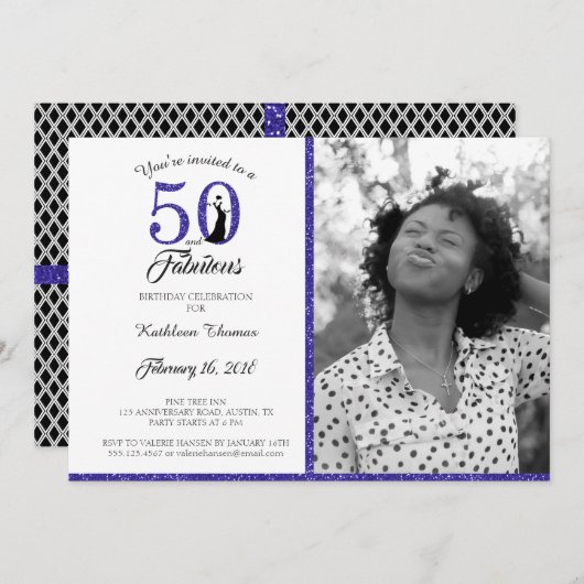 50と素晴らしい50歳の誕生日パーティーへの招待| 招待状 (正面/裏面)