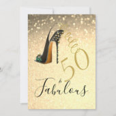 50と素晴らしい50番目のエレガントグリッター金ゴールド 招待状 (正面)