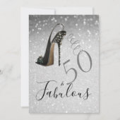 50と素晴らしい50番目のエレガントグリッター銀 招待状 (正面)