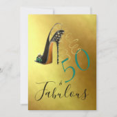 50と素晴らしい50番目のエレガント金ゴールドシスタイリッシュック 招待状 (正面)