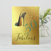 50と素晴らしい50番目のエレガント金ゴールドシスタイリッシュック 招待状 (スタンド正面)