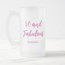 50と素晴らしい50番目のピンクのモダンすり付きビールマグ