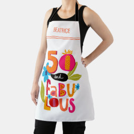 50と素晴らしい50番目の誕生日お洒落レタリング エプロン