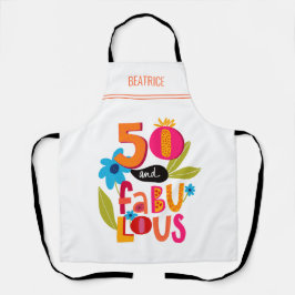 50と素晴らしい50番目の誕生日お洒落レタリング エプロン