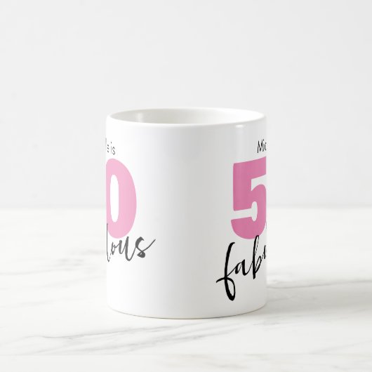 50と素晴らしい50番目の誕生日ギフト50ピンク コーヒーマグカップ (中央)