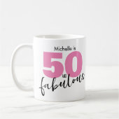 50と素晴らしい50番目の誕生日ギフト50ピンク コーヒーマグカップ (左)