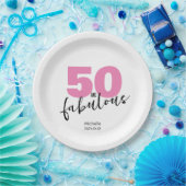 50と素晴らしい50番目の誕生日ギフト50ピンク ペーパープレート (パーティー)