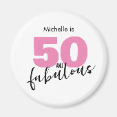 50と素晴らしい50番目の誕生日ギフト50ピンク マグネット (正面)
