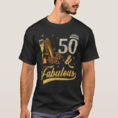 50と素晴らしい50番目の誕生日バラワインヒョウ高 Tシャツ (正面)