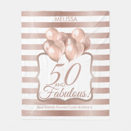 50と素晴らしい50番目の誕生日バラ金ゴールド フリースブランケット