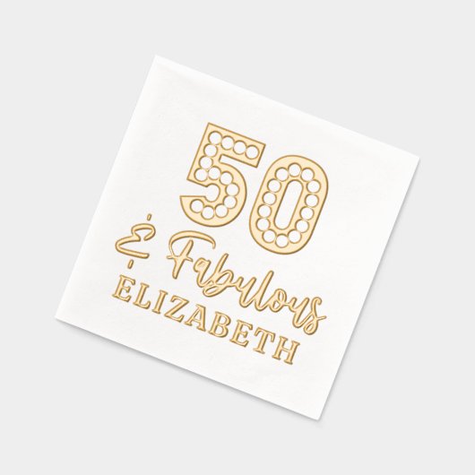 50と素晴らしい50番目の誕生日パーソナライズされた名 箔ナプキン (左)