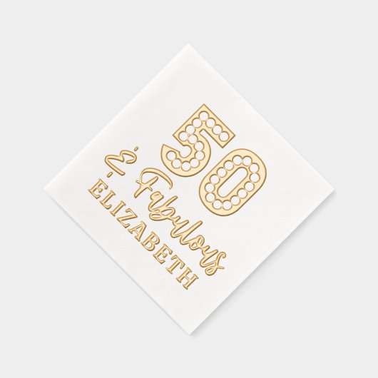 50と素晴らしい50番目の誕生日パーソナライズされた名 箔ナプキン (右)