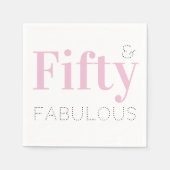 50と素晴らしい50番目の誕生日ピンクパーティー スタンダードカクテルナプキン (正面)