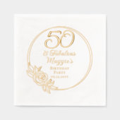 50と素晴らしい50番目の誕生日フォイルのスタンプ付きナプキン 箔ナプキン (正面)